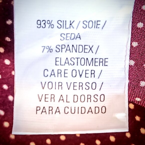 AK Anne Klein Burgundy Polka Dot Silk Blouse - Picture 5 of 6